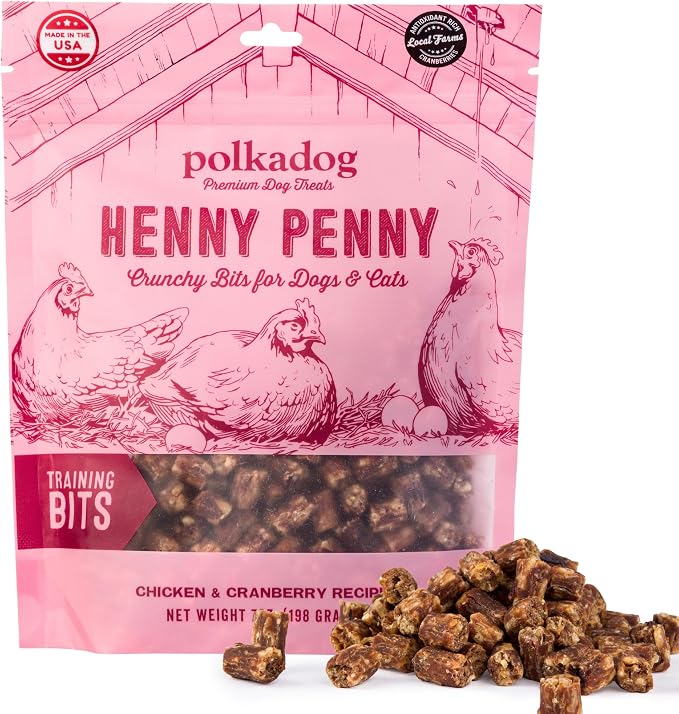 Henny Penny Chicken & Cranberry Crunchy Training Bits - All Natural, Limited Ingredient, Premium Training Treats for Dogs. Great for Allergies, Handcrafted in USA - 7oz (1pk)