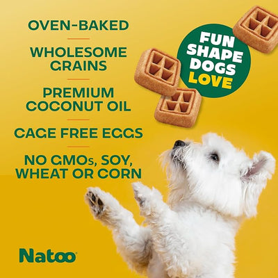 NATOO Dog Treats, Oats Banana and Honey, Small Dogs & Puppies, 8oz | Crunchy Biscuits, Rich in Omega 6, Prebiotics and Fiber, Antioxidants for Immunity, Natural