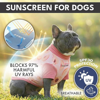 Spark Paws Sunblock Dog T-Shirt, SPF30 Protection, Lightweight Breathable Quick Dry for Dogs with Sensitive Skin - Watermelon & Peach (Set of 2) - 4XL