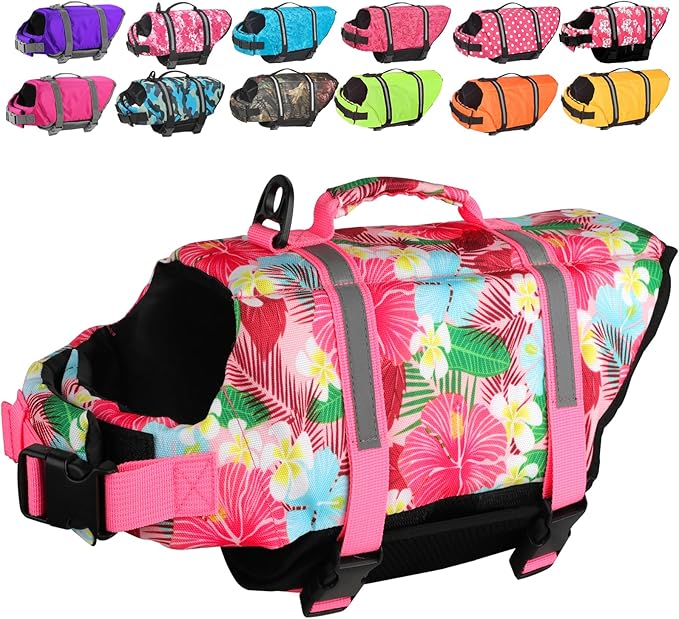 Doglay Dog Life Jacket, Dog Life Vest for Swimming Boating, Adjustable Puppy Life Jacket with Reflective Stripes, Superior Buoyancy Pet Swimming Vest for Small Medium and Large Dogs