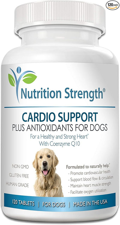 Cardio Support for Dogs Plus Antioxidant, L-Carnitine, L-Taurine, with Coenzyme Q10 and Vitamin E, Promotes a Healthy and Strong Dog Heart, 120 Chewable Tablets