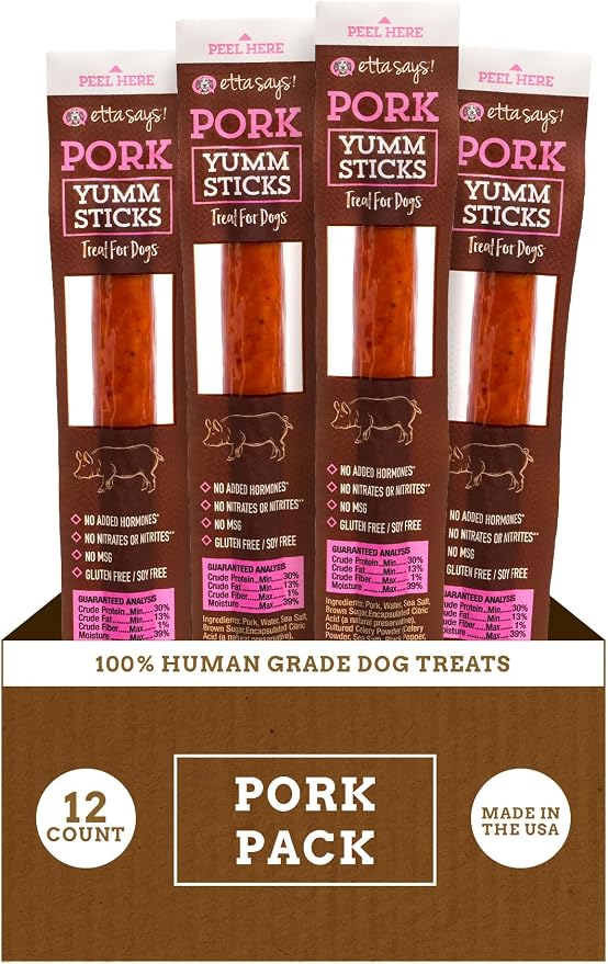 Yumm Sticks - Real Meat Pork Dog Jerky Treats - Human Grade - Made in The USA (12 Count Pack of 1)