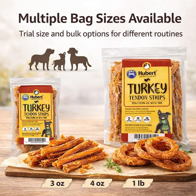 Hubert Pet Turkey Tendons for Dogs, Low Ingredient, Rawhide Free, 1 Pound