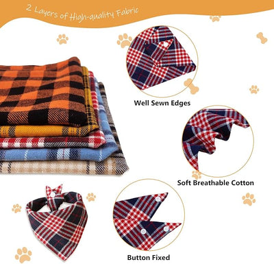 Preppy Red Navy Checkered Dog Bandana - Adjustable Soft Cotton Triangular Scarf for Boys and Girls Pet Scarf, Stylish Daily Walks.Medium