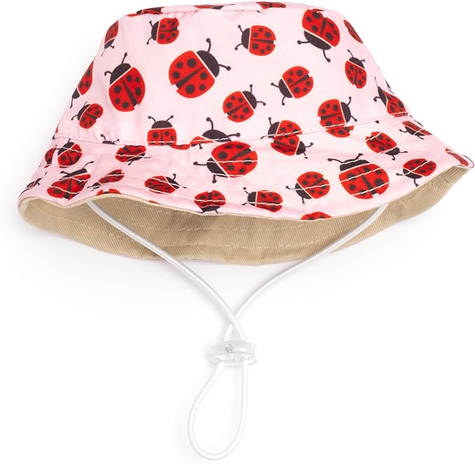 THE Worthy Dog Ladybugs Bucket Dog HAT, Pink, Large