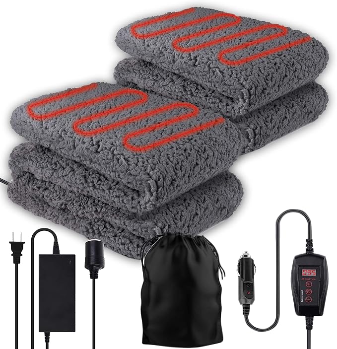ZONETECH Sherpa Fleece Travel Blanket Grey Cozy Soft Plush Warm Fuzzy Automotive Comfortable Car Seat 59" x 43” Size -Great for Winter, Home, Office and Camping 2 Pack