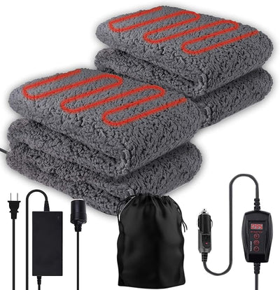 ZONETECH Sherpa Fleece Travel Blanket Grey Cozy Soft Plush Warm Fuzzy Automotive Comfortable Car Seat 59" x 43” Size -Great for Winter, Home, Office and Camping 2 Pack