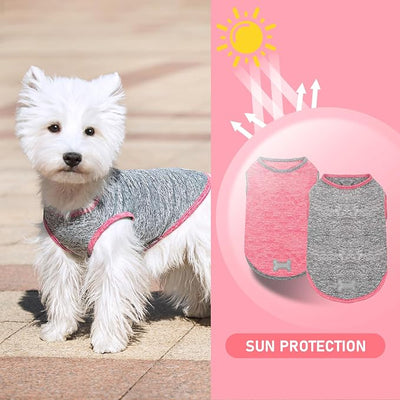 KYEESE 2Pack Dog Shirt, Lightweight Sun Protection Sleeveless Dog T Shirts for Small Medium Dogs, Breathable Pet Reflective Tank Top Summer Dogs Clothes for Outdoor Walking, Coral Red+Grey, XL