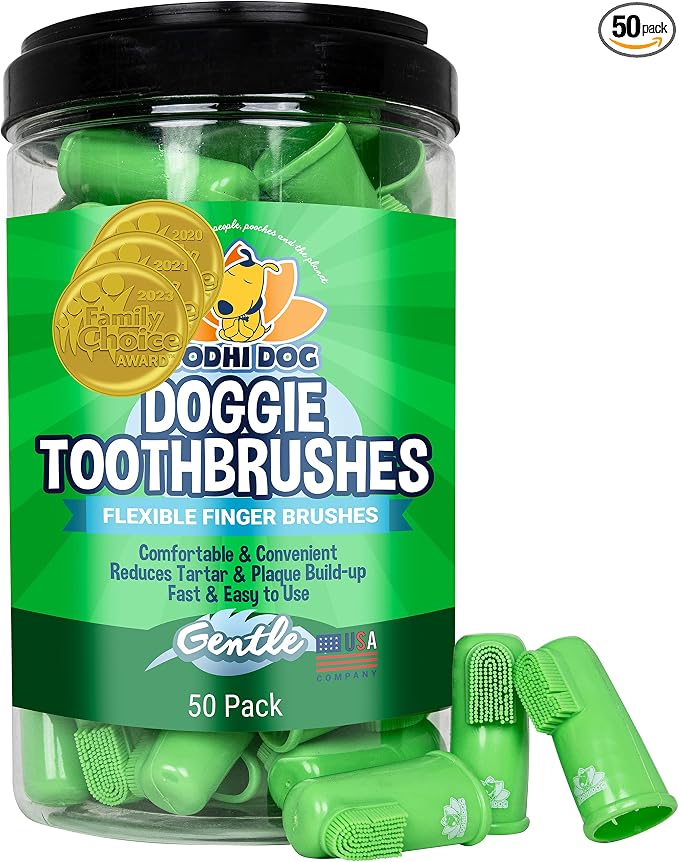 Finger Toothbrush for Dogs & Cats - Puppy Toothbrush with Soft Flexible Silicone Bristles, Gentle for Sensitive Gums, Promotes Healthy Teeth & Gums, Easy Teeth Cleaning Tool (50 Count)