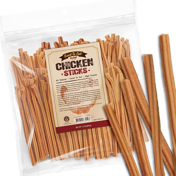 Dog Treats, Chicken Jerky for Dogs - Premium Dog Training Treats; High-Protein, Gluten-Free, Hypoallergenic, Grain-Free, Chicken Sticks, 1.5 lb