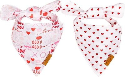 Remy+Roo Dog Bandanas - 2 Pack | Valentine's Day XOXO Dog Bandanas Set | Premium Durable Fabric | Patented Shape Bandanas for Dogs (XOXO, X-Large)