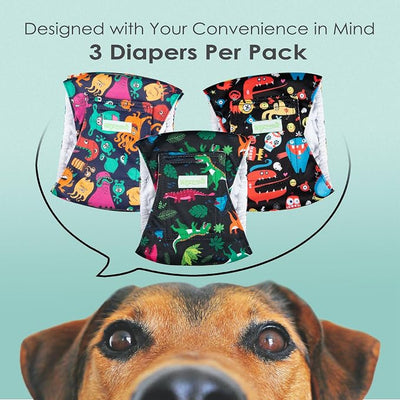 wegreeco Washable Male Dog Belly Band (Stylish Pattern)- Pack of 3 - Male Dog Belly Wrap, Dog Diapers Male (Childlike Creatures, Large)