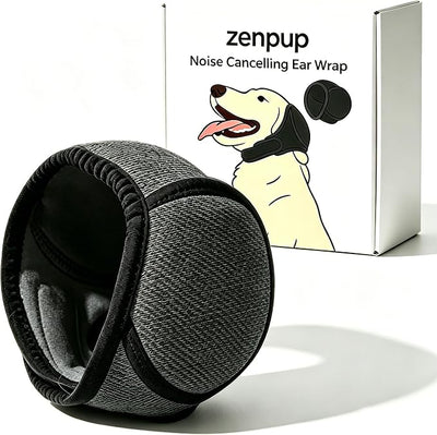 Zenpup Noise Cancelling Ear Wrap for Dogs, Calming Muffs for Fireworks, Thunder, Grooming, Bathing and Swimming, Adjustable (Medium)