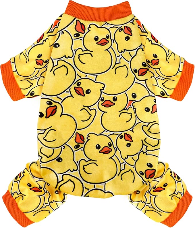 Dog Pajamas Soft Lightweight Dog Onesies Outfit Clothes for Small Medium Large Puppy Pjs for Pet Boys Girls Dogs Cats (XS (Back: 6.5",Chest: 11.5", Neck: 8.5"), Duck)
