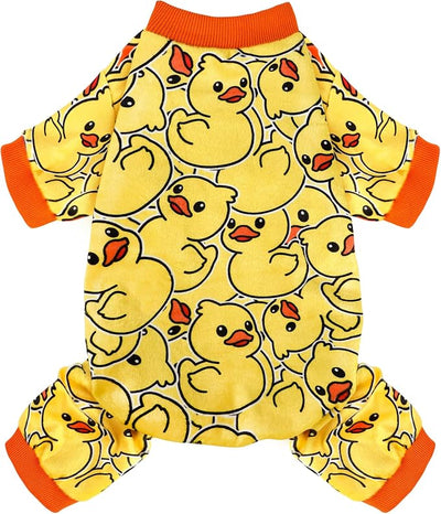 Dog Pajamas Soft Lightweight Dog Onesies Outfit Clothes for Small Medium Large Puppy Pjs for Pet Boys Girls Dogs Cats (XS (Back: 6.5",Chest: 11.5", Neck: 8.5"), Duck)