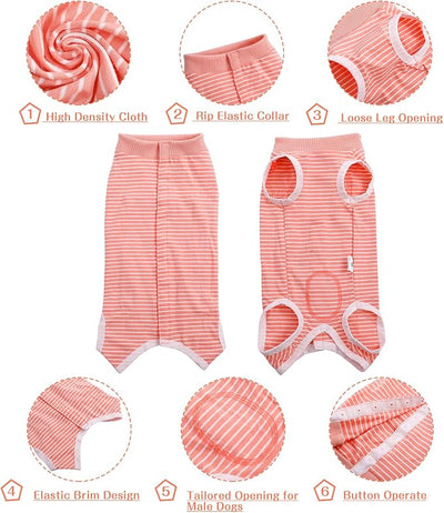 SAWMONG Recovery Suit for Dogs After Surgery Professional, Dog Spay Surgical Suit for Female Dogs, Dog Onesie Bodysuit for Surgery Male Substitute E-Collar Cone, Pink, XX-Large