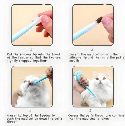 Dinosaur Pet Pill Shooter for Cats and Dogs - Soft Silicone Tip Medicine Dispenser for Pills & Capsules - Reusable Animal Pill Gun | Pet Pill Dispenser, 2 Silicone Tips, For Cats, Puppies and Small Animals, Medicine Pill Pusher