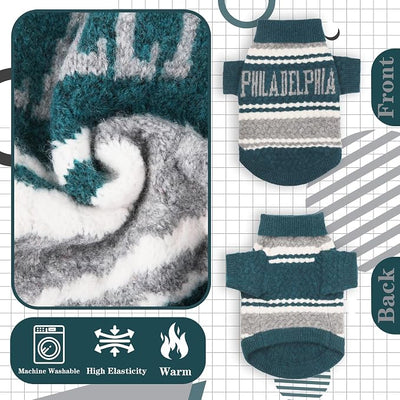 Small Dog Sweater Football Theme Turtleneck Knit Dog Sweaters for Small Pets Warm Winter Cat Dog Clothes