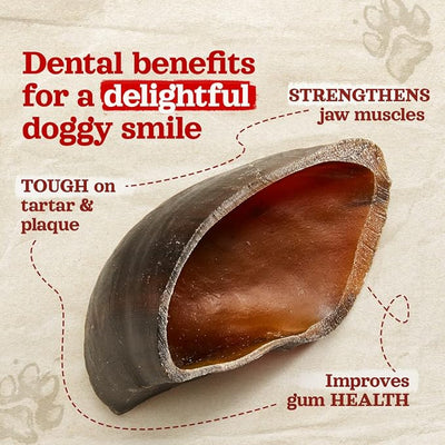 Natural Farm Cow Hooves (6 Pack), Odor-Free, All Natural Sourced from Farm-Raised Beef Hoof Dog Treats, Great Alternative to Bully Sticks or Rawhide, Dental Chew for Small, Medium, Large Breeds