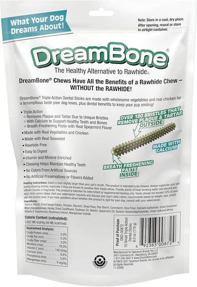 Dreambone Triple Action Dental Sticks Kelp, 10 Count, Rawhide-Free Chews for Small and Medium Sized Dogs Freshens Breath
