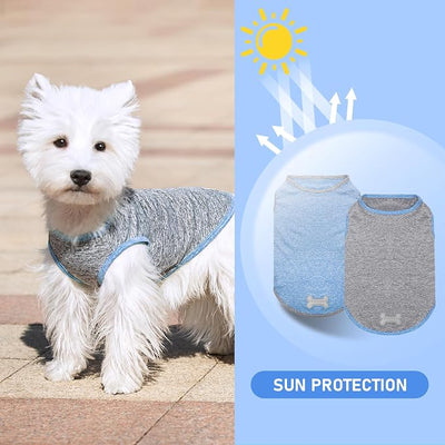 KYEESE 2Pack Dog Shirt, Lightweight Sun Protection Sleeveless Dog T Shirts for Large Dogs Boy, Breathable Pet Reflective Tank Top Summer Dogs Clothes for Outdoor Walking, Grey+Light Blue, 3XL