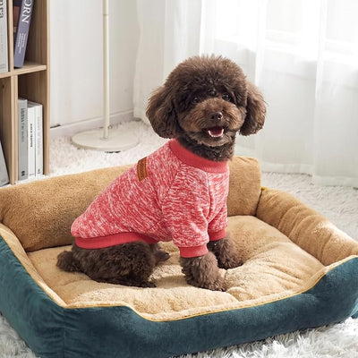 2 Pack Dog Sweaters for Small Dogs Girl Boy Winter Fleece Clothes Warm Soft Dog Sweatshirt Outfit for Dogs Cats Pet Apparel (Red+Rose Red, M (Back: 13.7",Chest: 17.7", 10-14Ibs))