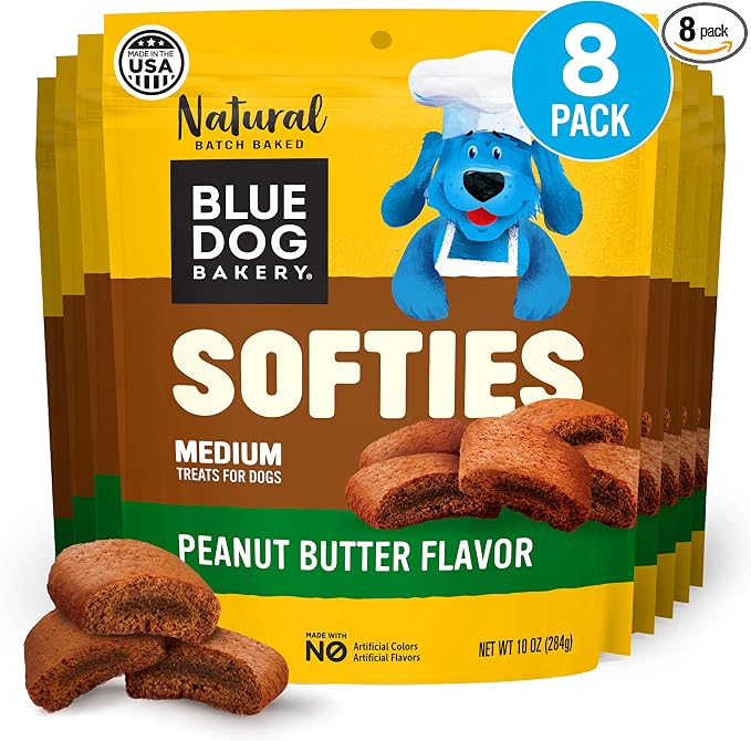 Softies, Soft & Chewy Peanut Butter Dog Treats, Medium Size, Healthy Treats, All Natural Ingredients,10 oz (Pack of 8)