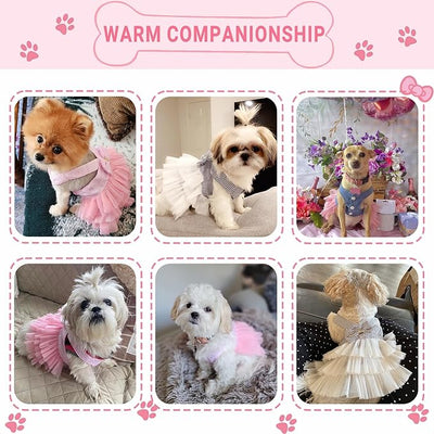 Dog Dresses, Fashion Pet Dog Clothes, Striped Mesh Puppy Dogs Princess Dresses (Pink/Blue/Denim(3pack), Medium)
