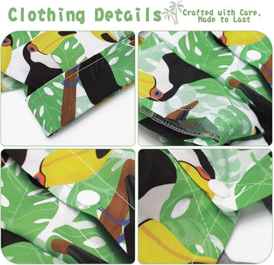 Hawaiian Dog Shirt – Lightweight and Breathable Summer T-Shirt with Tropical Prints, Fun Beach Outfit for Small, Medium, and Large Dogs, Perfect for Hot Days and Outdoor Vacation.Hornbill S