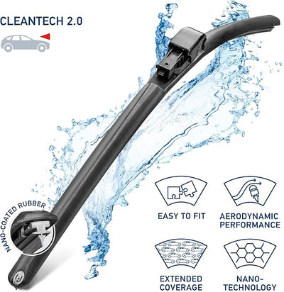Hella OE Quality 15 Inch All Seasons Nano-Coated Rubber Cleantech Wiper Blade (Single Blade) Fits select Audi Daewooi Fiat Ford Nissan Toyota / 358054151 (Pack of 2)