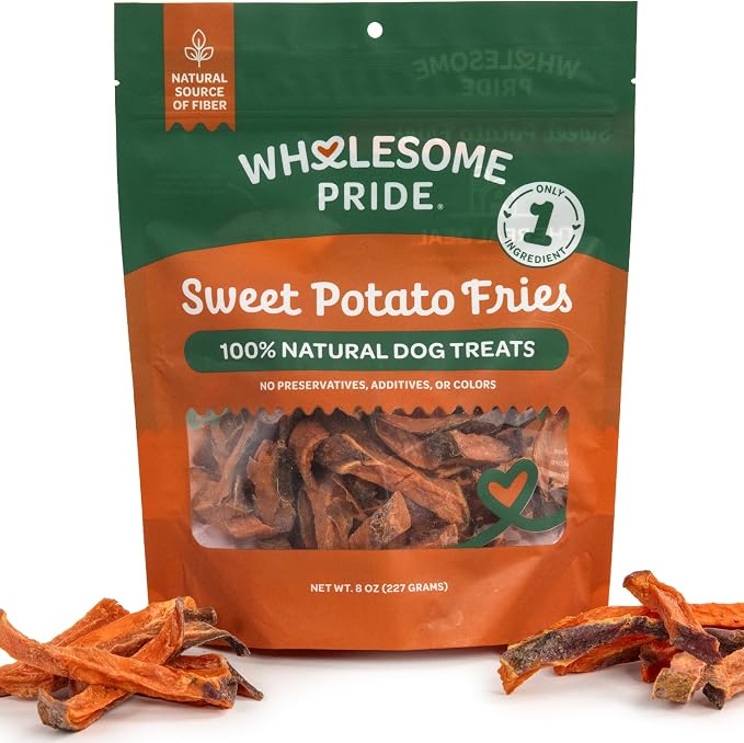 Healthy Sweet Potato Fries – Sensitive Stomach Dog Treats, No Preservatives, Single-Ingredient, No Grain, 8 oz