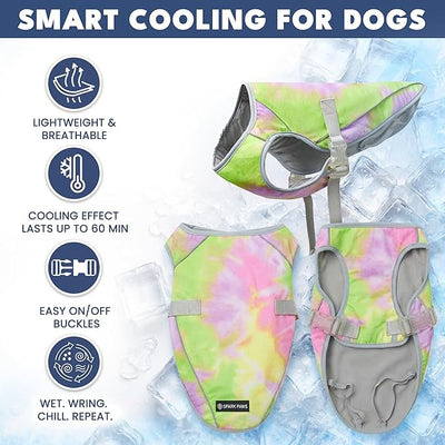 Spark Paws Dog Cooling Vest - SPF 50 UV Sun Protection - Summer Heat Relief Gear for Dogs, Lightweight, Evaporative Cooling - Dog Anxiety Relief Vest During Hot Days - Neon Purple - Size 2XL