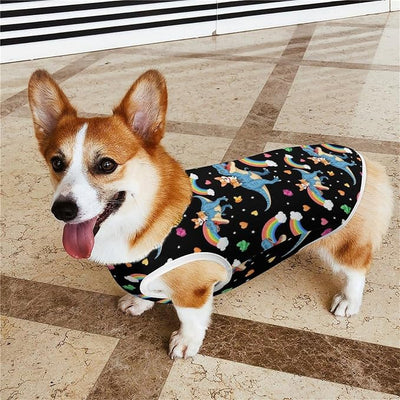 Fall Winter Soft Dog Sleeveless Vest, Breathable Pet Sweatshirt Funny Corgi Dinosaur for Small Medium Puppies, Large