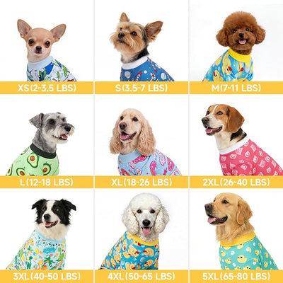 XPUDAC 4 Pack Dog Pajamas for Medium Large Sized Doggie Comfy Strechy Dog Pjs for Boy Puppy Clothes Cat Onesies Pet Outfits, 3XL