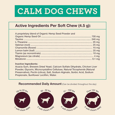 Hemp Well Calm Dog Soft Chews: 60 ct. Organic Hemp Infused with Melatonin - Calming Chews for Separation, Thunderstorms, and Stressful Situations