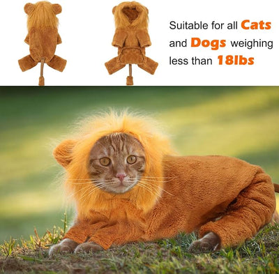 Rypet Dog Lion Costume Pet Clothes for Halloween Party Simulation Lion Pets Outfits Cosplay Dress up Clothes Pet Lions Hoodie Cat Costume for Party