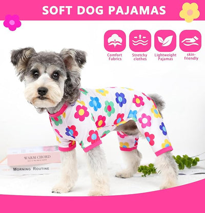 Dog Pajamas Spring Summer Dog Clothes for Small Medium Dogs Girl Boy Cute Soft Puppy Pjs Clothes Doggie Onesies Cat Pet Jammies Outfit (Rose,L)