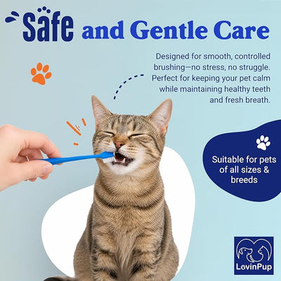 Double-Sided Dog Toothbrush Set – 2-Pack Cat & Dog Toothbrushes with Soft Bristles – Long Handle & Gentle Cleaning Design for Pet Dental Care, Plaque & Tartar Removal at Home