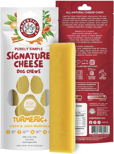 Majestic Pet Himalayan All-Natural Cheese Dog Chews - Long Lasting Dental Chew for Dogs - Healthy Pet Treats with Beneficial Ingredients (Calm & Joint Wellness, Large, 1 Pack