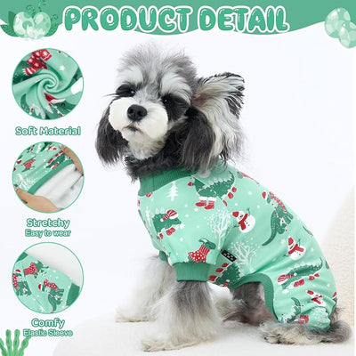 XPUDAC 4 Pack Dog Pajamas Cute Dog Clothes for Small Medium Dogs Boy Stretchy Soft Pjs Jammies Outfit Puppy Onesies for Winter, 2XL