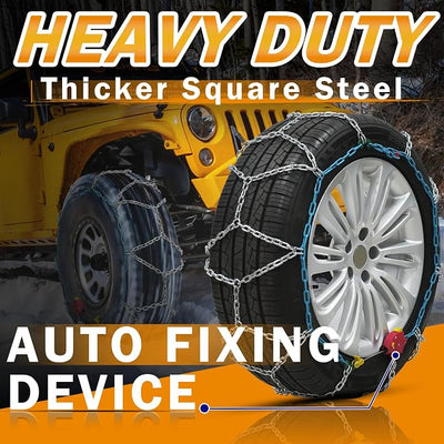 Coco Bird Heavy Duty AutoFixing Snow Chains Tire Chains for Light Truck, SUV & Pickup, Self-Tightening Design for Easy Installation, Titanium Alloy for Superior Durability,Set of 2(HRV-245,Auto-Trac)