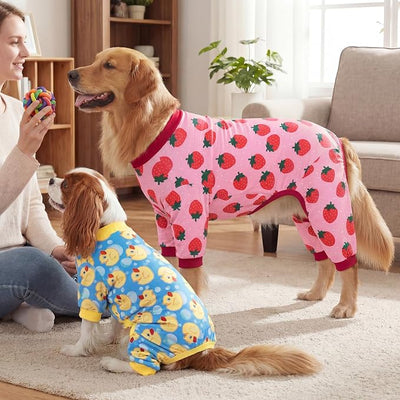 XPUDAC 4 Pack Dog Pajamas for Small Dogs Pjs Clothes Puppy Onesies Outfits for Doggie Duck Shirts Sleeper for Pet-M
