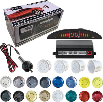 Parking Sensor Kit Backup Sensor Kit Reverse Sensor for Car 18 Color Options for Probes Adjustable Alarm Volume Professional Sensore de Reversa para Carro Safe Driving Assistant（White）