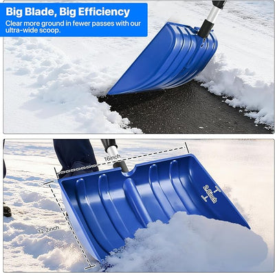 NARUNDREN Ergonomic Snow Shovel for Driveway and Car, 51 Inch Long Heavy Duty Snow Shovels for Snow Removal with Assist Handle, Large Capacity Lightweight Winter Tool for Garage, Camping
