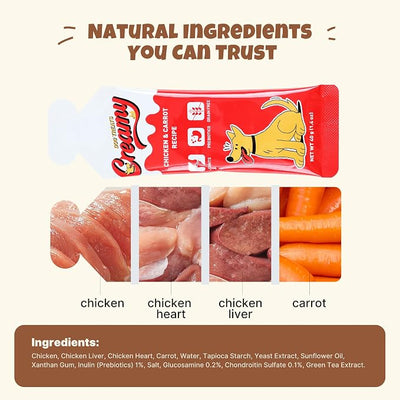 M-PETS Creamy Lickable Dog Treats, Chicken Flavor, 8 Tubes Squeeze Up Soft Dog Snacks for Puppies & Seniors, Reward Training or Food Topper,Low-Calorie Grain Free Puree for Joint & Digestive Health