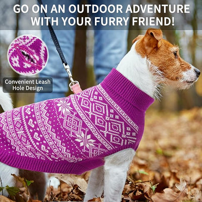 HOMIMP Dog Sweater Argyle - Warm Sweater Winter Clothes Puppy Soft Coat, Ugly Dog Sweater for Small Medium and Large Dogs, Pet Clothing Boy Girl, Purple XS