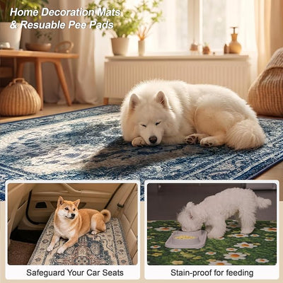 Dog Pee Pads Training Pads Upgrade Triple Thickness All-Purpose Super Absorbent & Leak-Proof, Quick Dry and Leak-Proof and Odor Control (Blue/Multi, 18" x24" x2PCS)