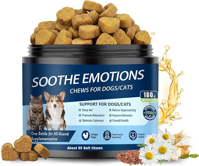 Calming Chews for Dogs, Dog Calming Chews Melatonin Anxiety Relief Bites | Dog Melatonin calming treats, Sleep Aid for Small Medium Large Dogs, Thunder, Noise, Barking, Separation Anxiety, 90 Chews
