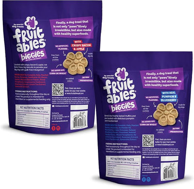 Fruitables Biggies Dog Biscuits - Crunchy Pumpkin Healthy Dog Treats for Training - Free of Wheat, Corn and Soy - 16 oz (Variety Pack of 4)