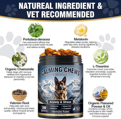 Dog Calming Chews 200ct, for Small/Medium/Large Dogs